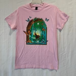 New Women's Pink Dolly Parton Dixie Stampede Butterfly T-shirt small 100% cotton